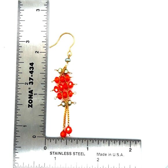 Delicate Orange Beads Earrings - Picture 4 of 5